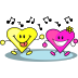 Slide down dancing hearts at a school dance